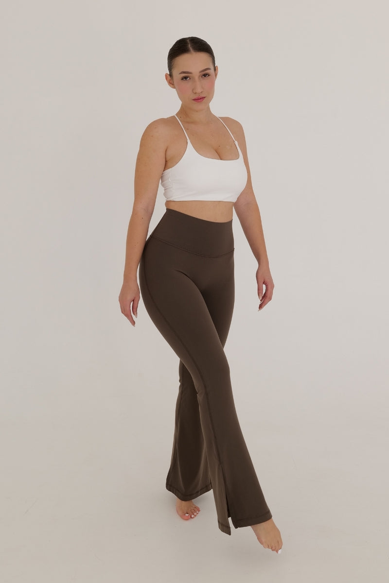 MOCHA HIGH-WAIST FLARE PANTS