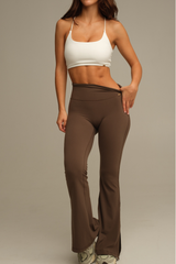 MOCHA HIGH-WAIST FLARE PANTS