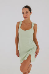 LIGHT GREEN FITTED TANK DRESS