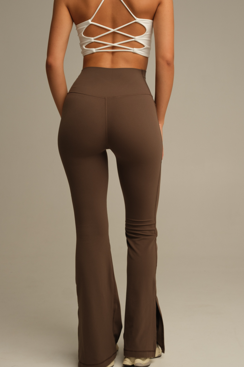 MOCHA HIGH-WAIST FLARE PANTS