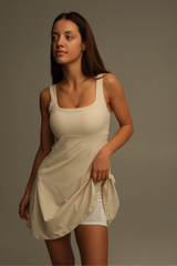 CREAM A-LINE DRESS