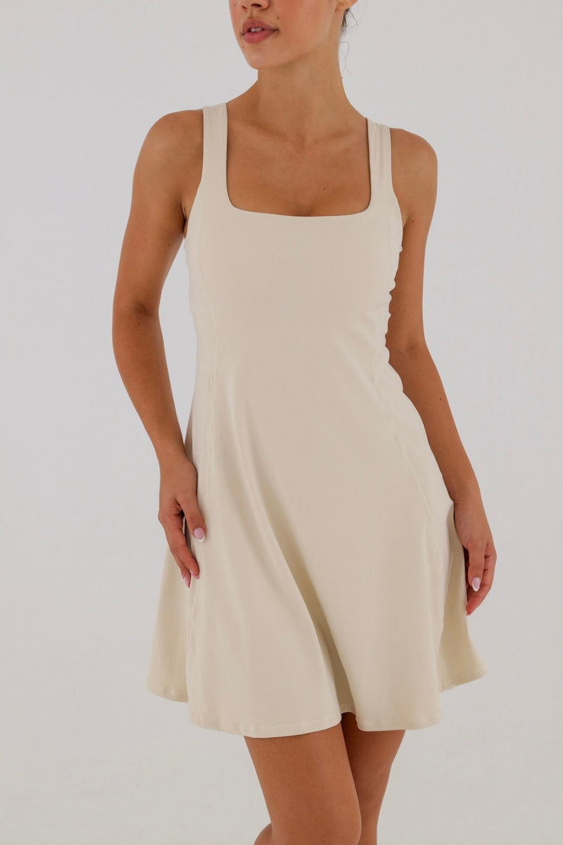 CREAM A-LINE DRESS