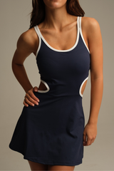 NAVY BLUE CUTOUT DRESS