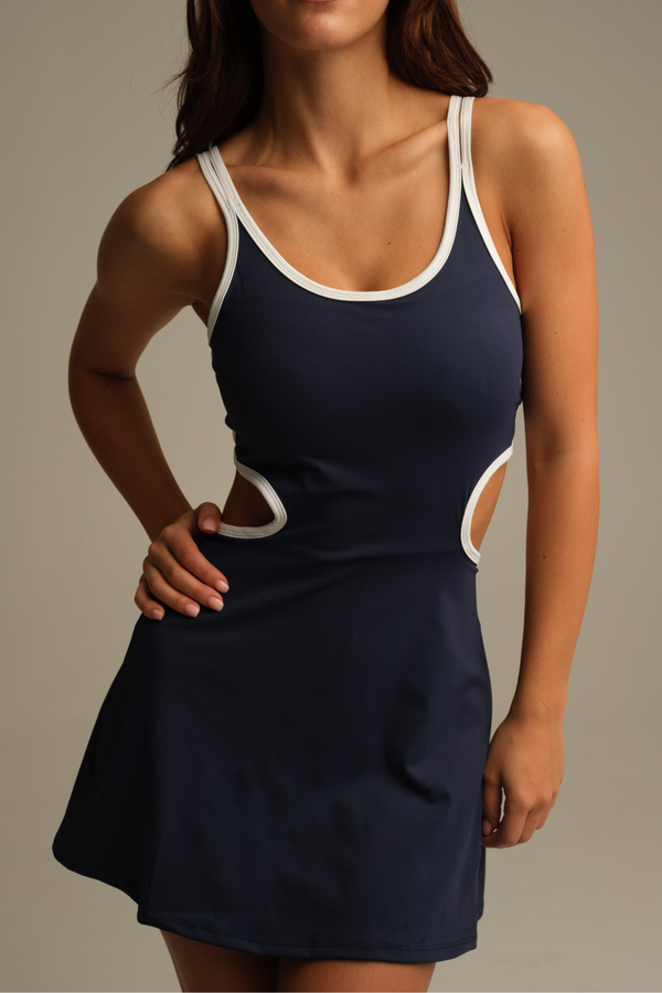 NAVY BLUE SPORTY CUTOUT DRESS