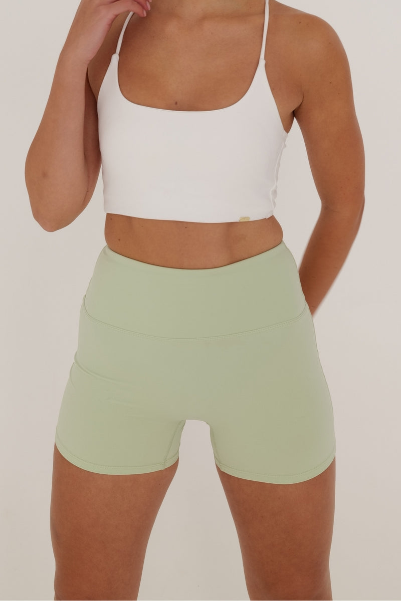 LIGHT GREEN HIGH-WAISTED SHORT