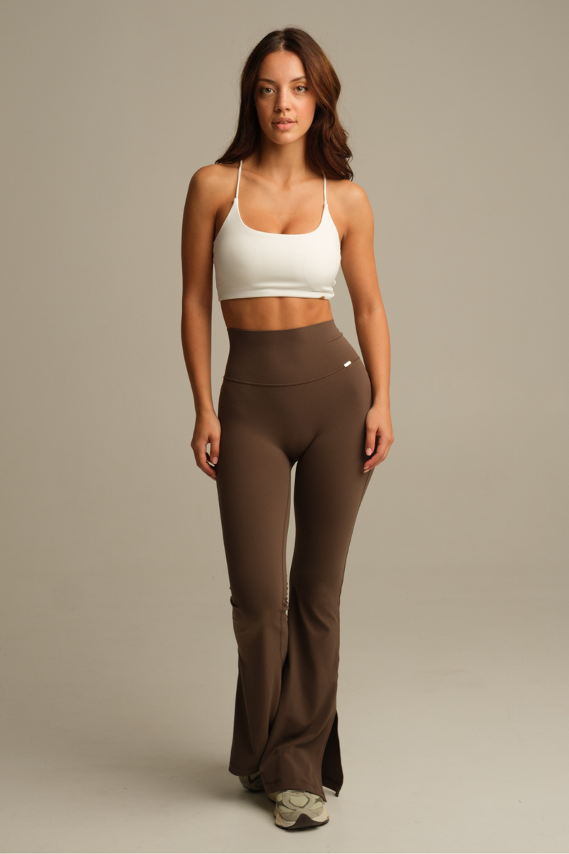 MOCHA HIGH-WAIST FLARE PANTS